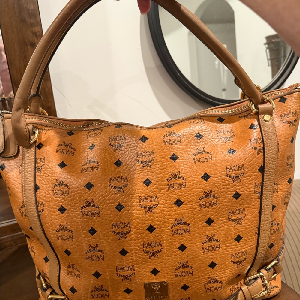 MCM Cognac Visetos Shoulder Bag